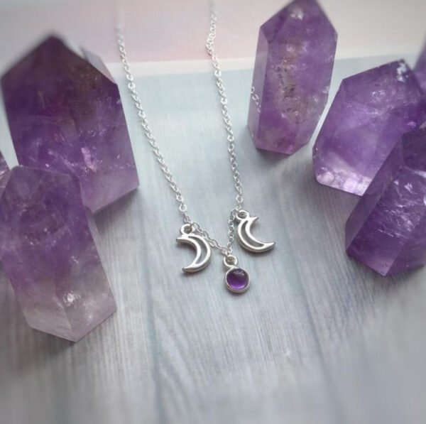 Witch Trinity Moon Crystal Pendant Necklace Magic Pagan Jewelry for Women