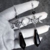 Witch Triple Moon Pentagram Hand Statment Dangle Earrings Gothic Earrings for Women