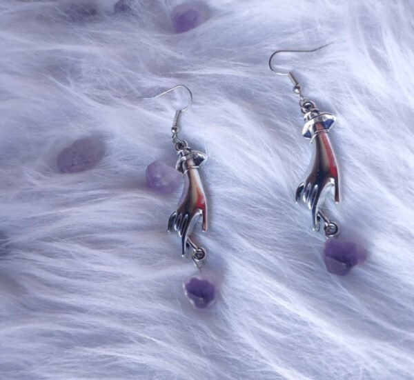 Witch Triple Moon Pentagram Hand Statment Dangle Earrings Gothic Earrings for Women