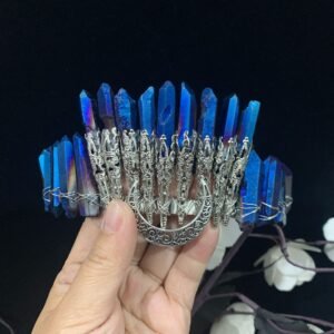Witch accessories Moon Raw crystal crown wicca Blue quartz crown bridesmaid party ring jewelry headband Crystal jewelry gift