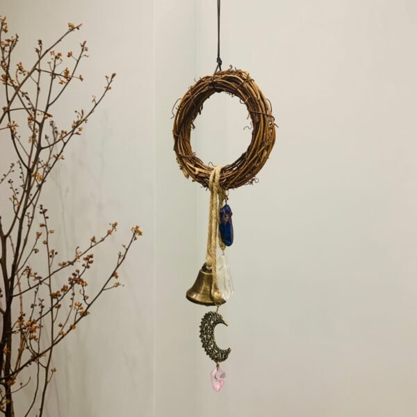 Witch bells crystal moon pendant Home Banish Evil door hanging Gothic jewelry witches bells home protection Pagan wicca decor gi