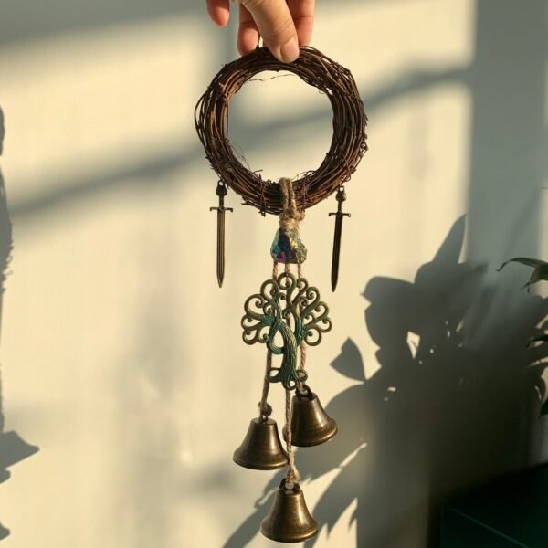 Witch broom pendant witchcraft decoration altar Magic Protection natural crystal Banish Evil Gothic door Windows Hanging