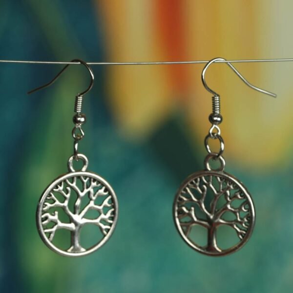 Witch circular hollow tree of life earrings Christmas tree earrings female retro ear jewelry gift