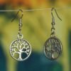 Witch circular hollow tree of life earrings Christmas tree earrings female retro ear jewelry gift
