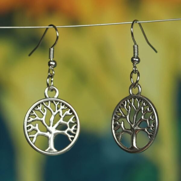 Witch circular hollow tree of life earrings Christmas tree earrings female retro ear jewelry gift