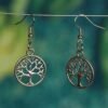 Witch circular hollow tree of life earrings Christmas tree earrings female retro ear jewelry gift