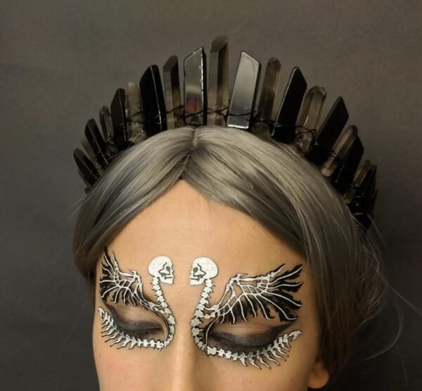 Magic Wicca~Witch crown natural obsidian piece moon crown raw crystal crown headband Wicca party accessories gift