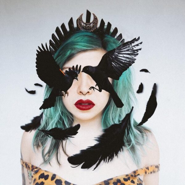 Magic Wicca~Witch crown natural obsidian piece moon crown raw crystal crown headband Wicca party accessories gift