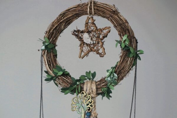 Witch door bell mini broom raw crystal protector witchcraft decoration altar decoration magic Celtic crafts pendant gift