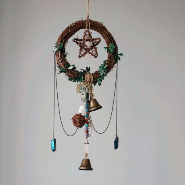 Witch door bell mini broom raw crystal protector witchcraft decoration altar decoration magic Celtic crafts pendant gift