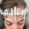 Magic Wicca~Witch handmade natural crystal crown headband strap chain bride party mysterious wedding bridesmaid jewelry stone accessories