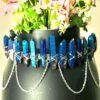 Magic Wicca~Witch handmade natural crystal crown headband strap chain bride party mysterious wedding bridesmaid jewelry stone accessories