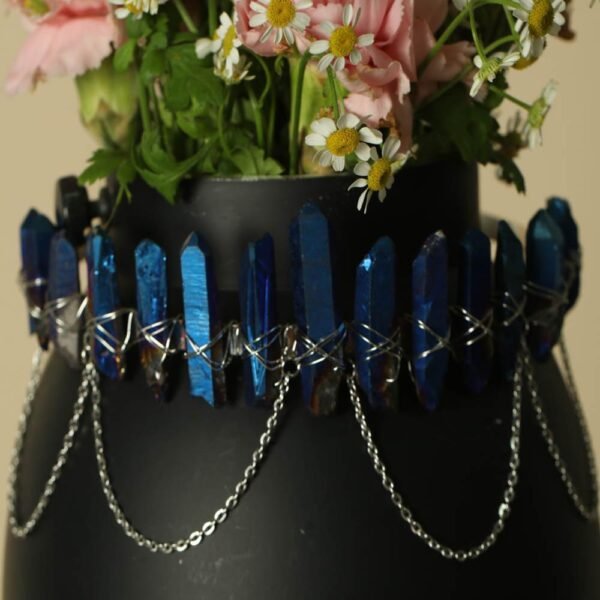 Magic Wicca~Witch handmade natural crystal crown headband strap chain bride party mysterious wedding bridesmaid jewelry stone accessories