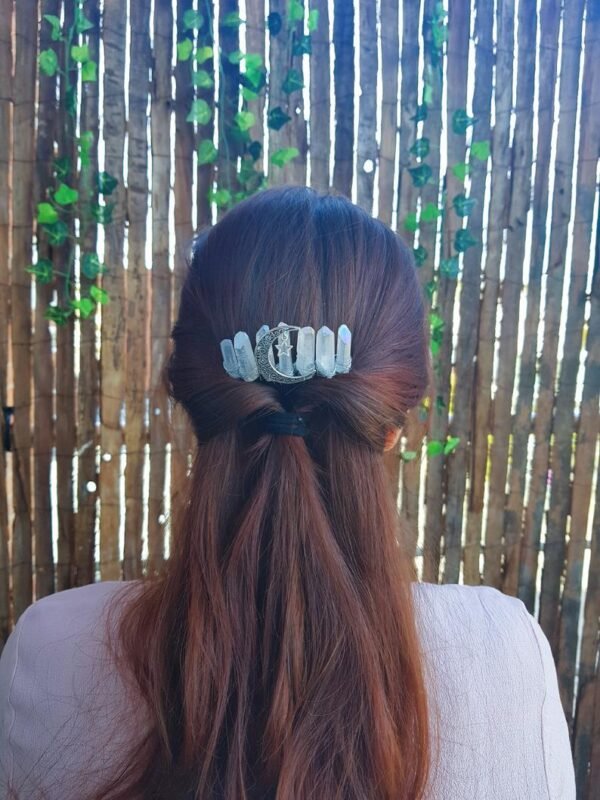 Magic Wicca~Witch handmade raw crystal hair comb moon stars wicca moon witchcraft hair accessories bride party wedding bridesmaid gift
