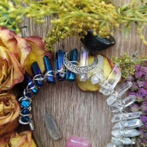 Magic Wicca~Witch natural crystal headband handmade two-color crystal crown moon accessories diy party gift bridal hair accessories