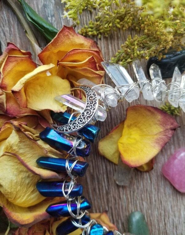 Magic Wicca~Witch natural crystal headband handmade two-color crystal crown moon accessories diy party gift bridal hair accessories