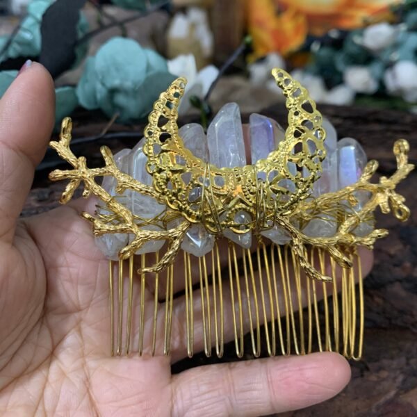 Witch raw crystal hair comb crown hairpin witchcraft accessories party new year gift