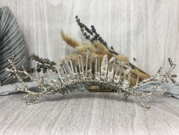 Magic Wicca~Witch raw crystal headband hair comb antler branch bride Crystal crown party moon hair accessories princess girl wedding gift
