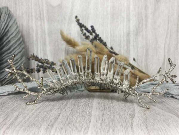 Magic Wicca~Witch raw crystal headband hair comb antler branch bride Crystal crown party moon hair accessories princess girl wedding gift