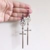 Witch's Rites Earrings pentagram pendant darkly The sacred sword Gothic jewelry Fashion-forward Black chain