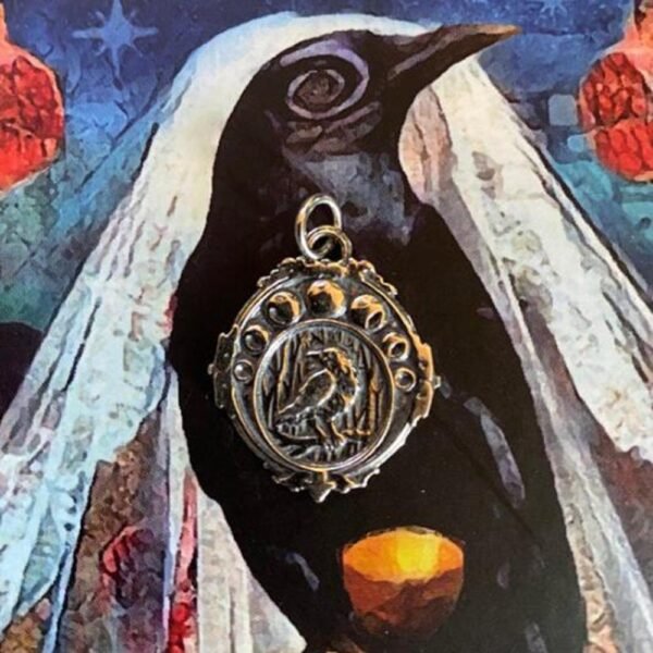 Witchcraft Accessories Moon Phase Crow Necklace Full Moon Half Moon Crescent Moon Wicca Viking Jewelry Amulet Pagan Men Women