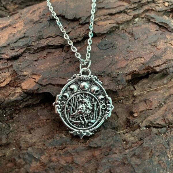 Witchcraft Accessories Moon Phase Crow Necklace Full Moon Half Moon Crescent Moon Wicca Viking Jewelry Amulet Pagan Men Women