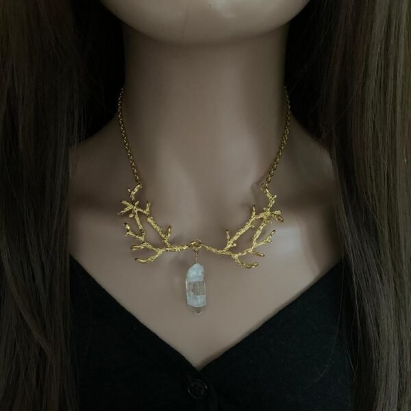 Witchcraft Accessories Raw Crystal Branch Necklace WiccaBOHO Vintage Neckband Chain Necklace Pendant