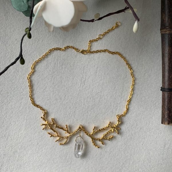 Witchcraft Accessories Raw Crystal Branch Necklace WiccaBOHO Vintage Neckband Chain Necklace Pendant
