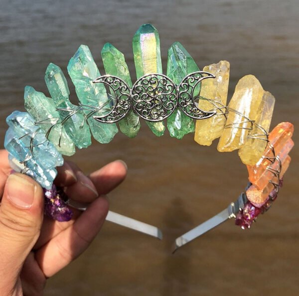 Magic Wicca~Witchcraft Accessories Raw Crystal Crown Rainbow Crystal Moon Branch Moon Crown Wicca Hair Accessories Bridal Party Gift