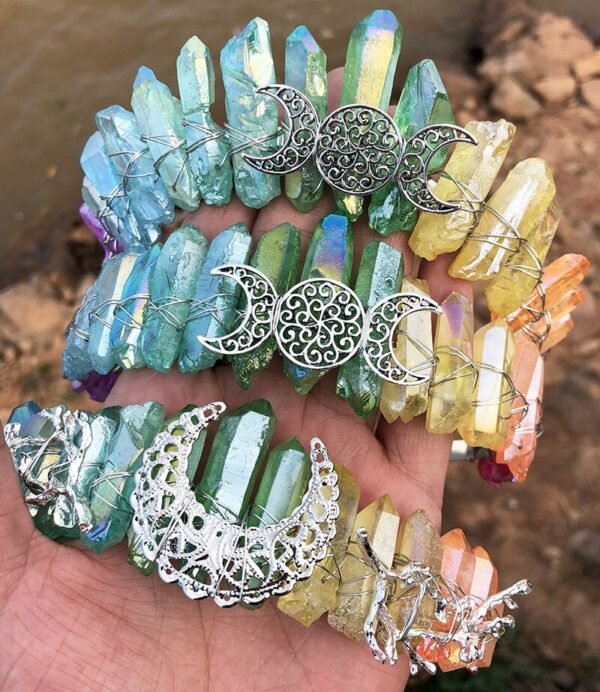 Magic Wicca~Witchcraft Accessories Raw Crystal Crown Rainbow Crystal Moon Branch Moon Crown Wicca Hair Accessories Bridal Party Gift