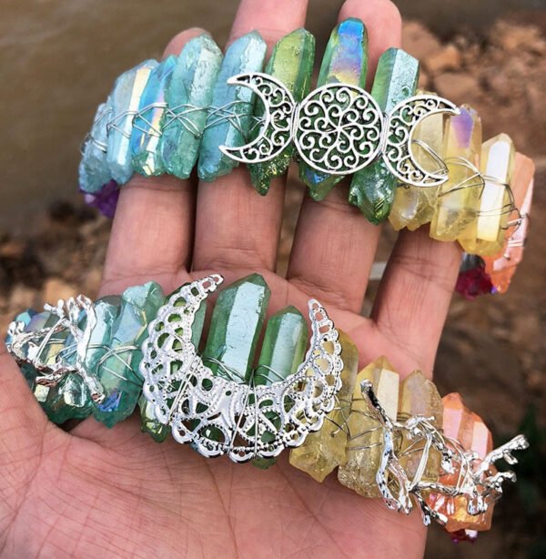 Magic Wicca~Witchcraft Accessories Raw Crystal Crown Rainbow Crystal Moon Branch Moon Crown Wicca Hair Accessories Bridal Party Gift