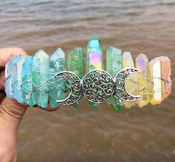Magic Wicca~Witchcraft Accessories Raw Crystal Crown Rainbow Crystal Moon Branch Moon Crown Wicca Hair Accessories Bridal Party Gift