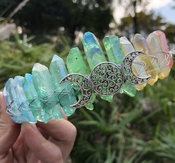 Magic Wicca~Witchcraft Accessories Raw Crystal Crown Rainbow Crystal Moon Branch Moon Crown Wicca Hair Accessories Bridal Party Gift