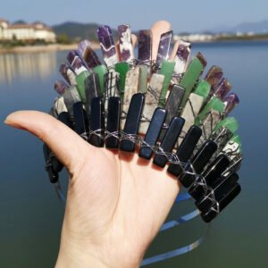 Magic Wicca~Witchcraft Accessories Raw Natural Crystal Wide Crystal Crown Headband Wicca Hair Accessories Bridal Party Gift