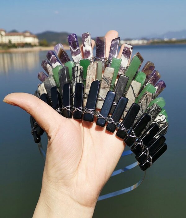 Magic Wicca~Witchcraft Accessories Raw Natural Crystal Wide Crystal Crown Headband Wicca Hair Accessories Bridal Party Gift