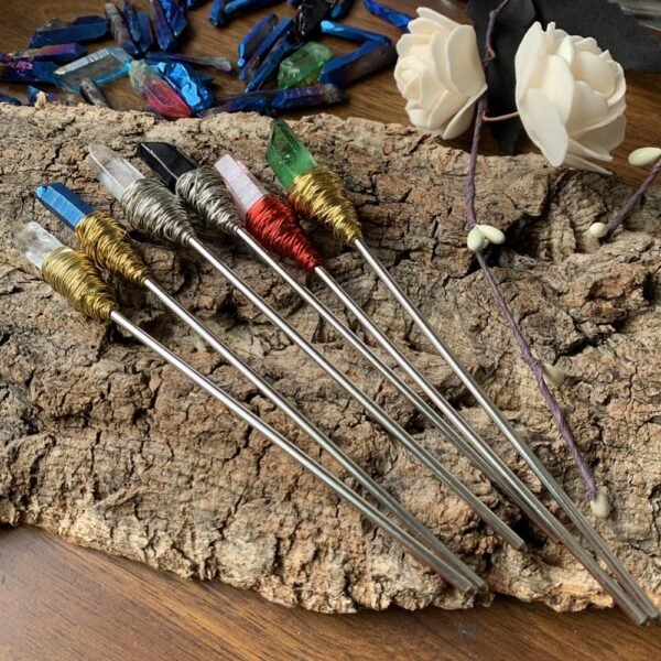 Witchcraft accessories Raw Crystal Hairpin Hair Stick Witch Vintage Gothic Pagan Wedding Bride Princess Gift