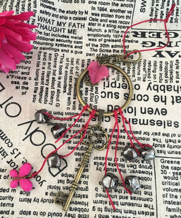 Gothic Keychain ~Witches Bells Keychain with Butterfly&leaf&Quartz,Home Protection Gift,woodland Jewelry,Occult Decor,Witchcraft,Good Luck