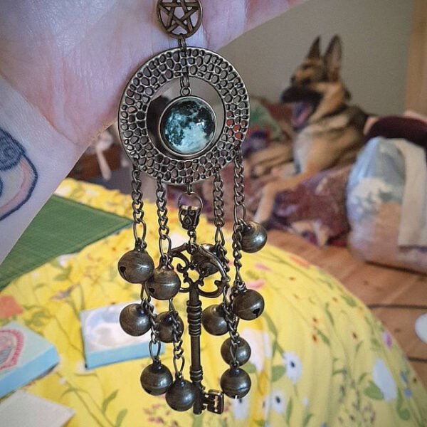 Gothic  Keychain ~Witches Bells moon Keychain,Home Protection,New Home Gift,for A Witch,Occult Decor,White Witchcraft,Good Luck,Banish Evil