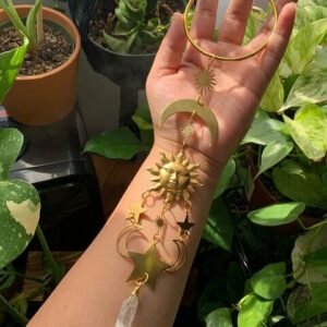 Gothic  Keychain ~Witches Sund Moon Stars Hanger keychain,Home Protection,New Home Gift,Occult Decor,Witchcraft,Good Luck,Banish Evil,Wiccan