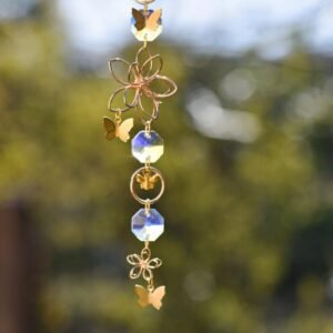 Witchy Car Charm Suncatcher with Butterfly, Floral Car Charm Suncatcher, Witchy Window Decor,Crystal Suncatcher