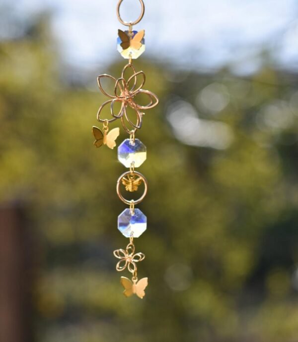 Witchy Car Charm Suncatcher with Butterfly, Floral Car Charm Suncatcher, Witchy Window Decor,Crystal Suncatcher