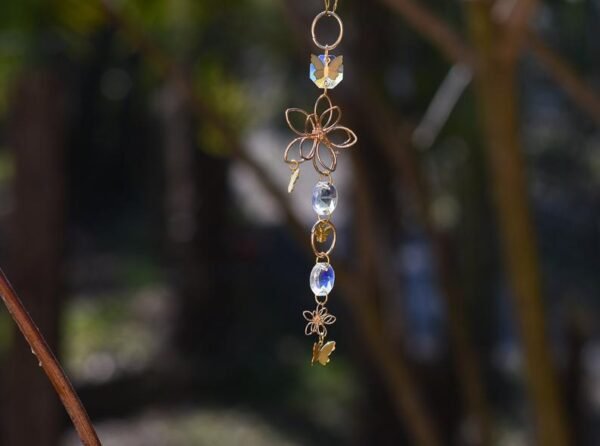 Witchy Car Charm Suncatcher with Butterfly, Floral Car Charm Suncatcher, Witchy Window Decor,Crystal Suncatcher