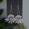 Witchy Gothic Crescent Moon Pentagram Earrings Dragon Celtics Axe Sword Drop Earring For Women Pine Mushroom Natural Jewelry