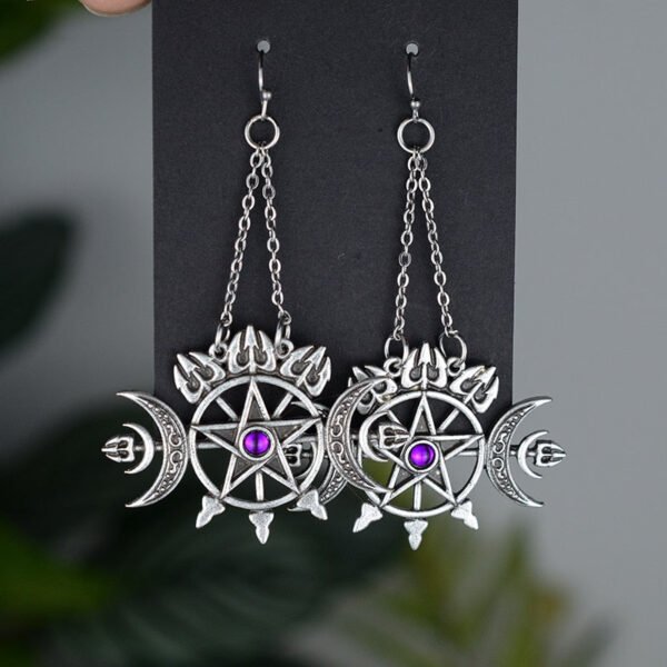 Witchy Gothic Crescent Moon Pentagram Earrings Dragon Celtics Axe Sword Drop Earring For Women Pine Mushroom Natural Jewelry