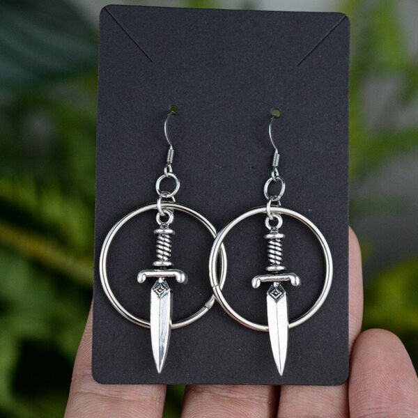Witchy Gothic Crescent Moon Pentagram Earrings Dragon Celtics Axe Sword Drop Earring For Women Pine Mushroom Natural Jewelry