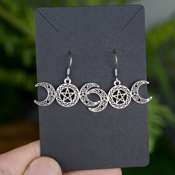 Witchy Gothic Crescent Moon Pentagram Earrings Dragon Celtics Axe Sword Drop Earring For Women Pine Mushroom Natural Jewelry