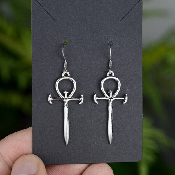Witchy Gothic Crescent Moon Pentagram Earrings Dragon Celtics Axe Sword Drop Earring For Women Pine Mushroom Natural Jewelry