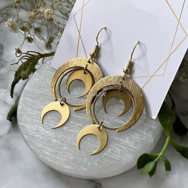 Witchy Halloween Sun and Moon Earrings Drop Phase Boho Hippie Statement Summer Long Jewelry Minimalism Punk  VINTAGE