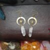 Witchy Tribal Sun Crescent Earrings Brass Golden Color Hippie Jewelry Bohemia Birthday Magical Clear Stone Point Women Gift