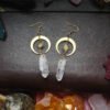 Witchy Tribal Sun Crescent Earrings Brass Golden Color Hippie Jewelry Bohemia Birthday Magical Clear Stone Point Women Gift
